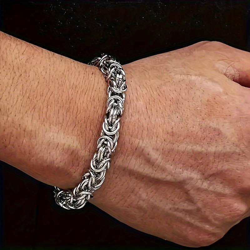 925 Silver Hip Hop Italian Byzantine Bracelet Solid Cut Braided
